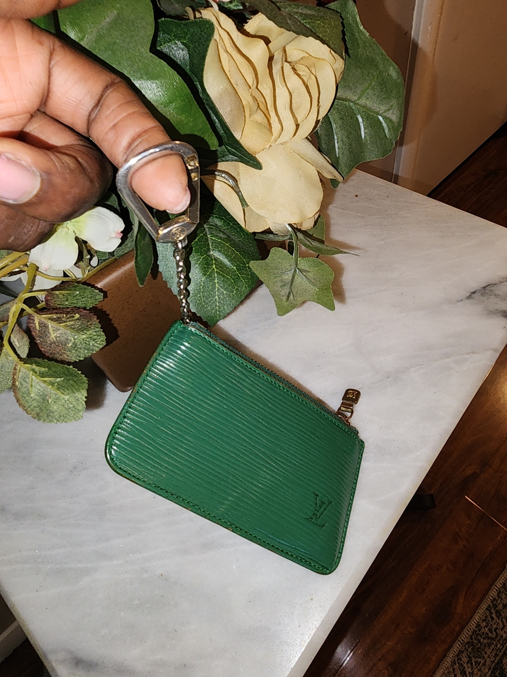 Louis Vuitton Green Epi Leather Key & Card Holder with Gold Hardware